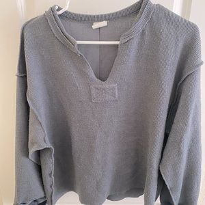 Vici Inverted Relaxed Knit Pullover Dark Grey